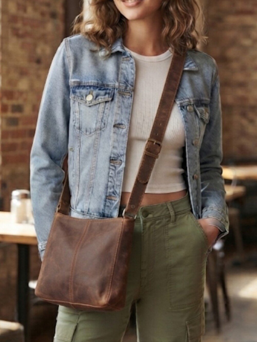 Duluth Company Women Brown Leather Crossbody Bag Hobo